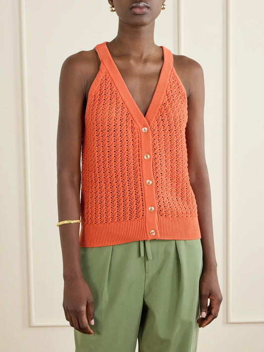 Alessia Crochet-knit Cotton Top