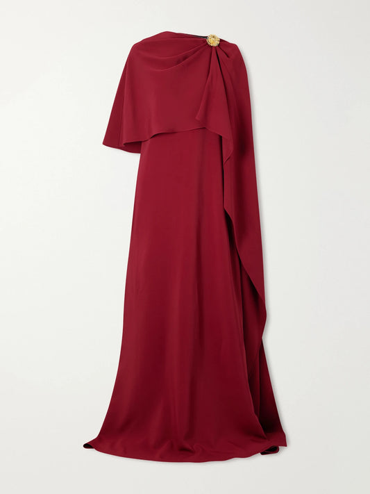 Oscar de la Renta Cape-effect Georgette Gown