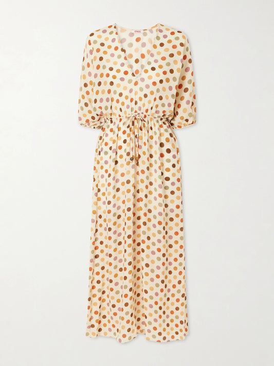 Eres Unexpected Polka-dot Silk-muslin Coverup