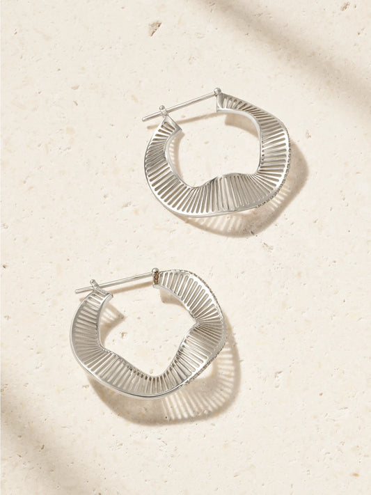 Waves 18-karat White Gold Diamond Hoop Earrings