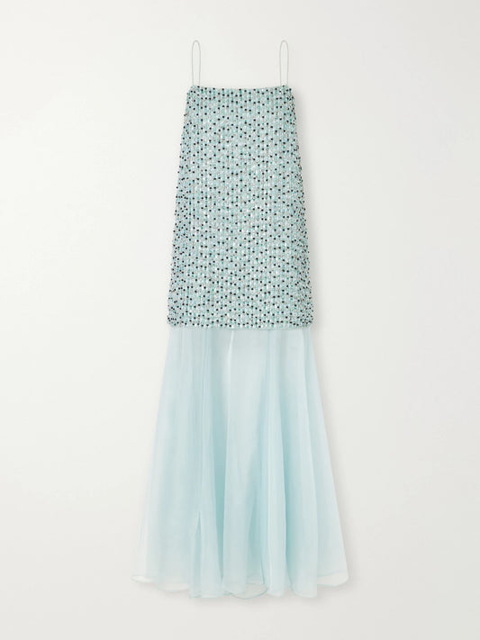 Aje Magnolia Embellished Satin And Tulle Midi Dress