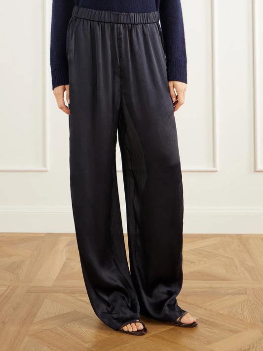 Tibi Winslow Plissé-satin Wide-leg Pants