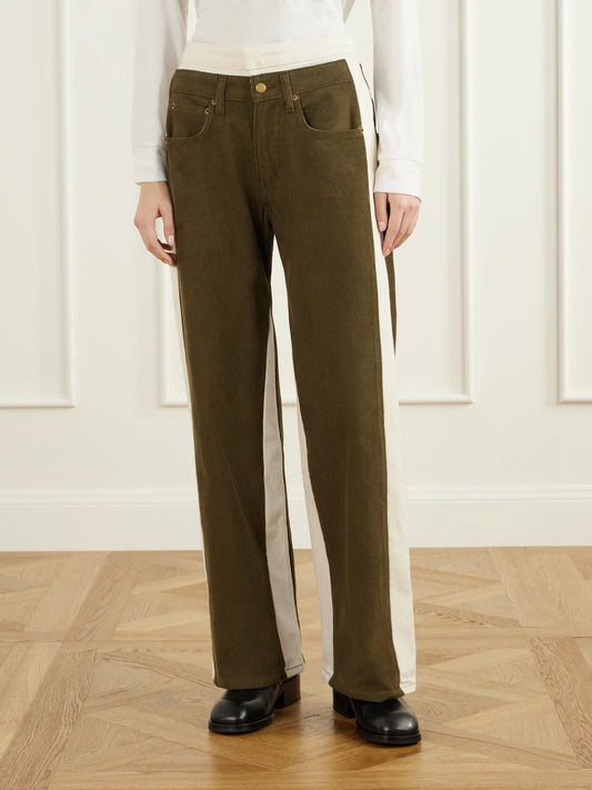 B SIDES Double Waistband Rework Cotton-corduroy High-rise Wide-leg Jeans