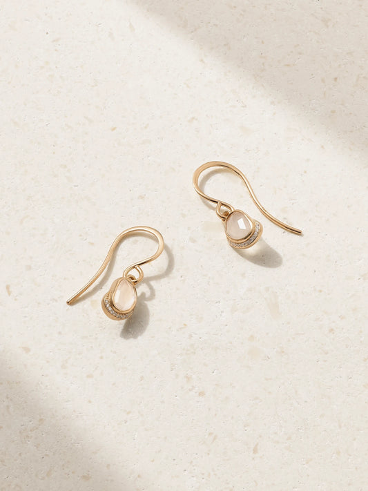 Crescent Moon 14-karat Recycled Gold, Diamond And Moonstone Earrings