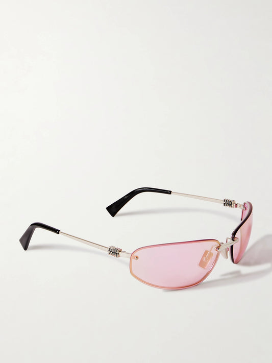 Miu Miu Eyewear Rimless D-frame Silver-tone Sunglasses