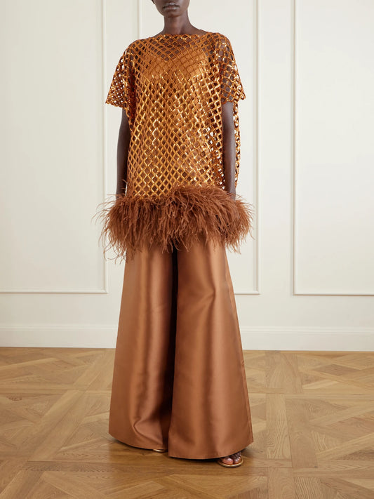 Satin-twill Wide-leg Pants