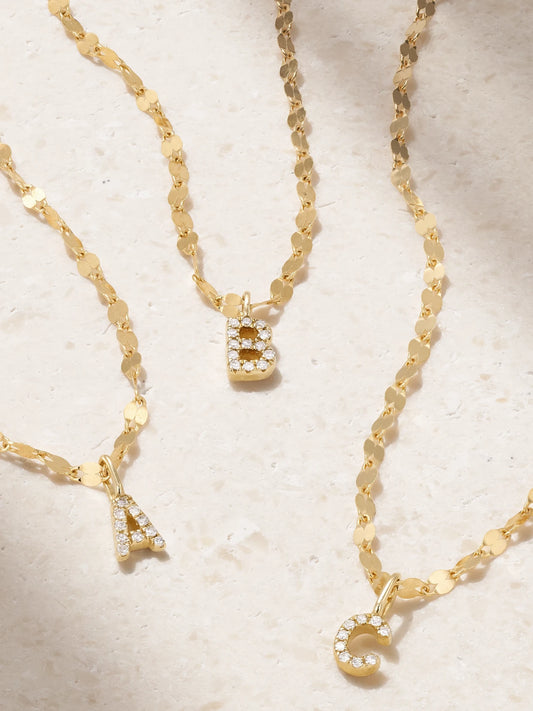 Initial Sparkle Gold Diamond Necklace