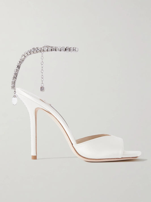 Saeda 100 Crystal-embellished Satin Sandals