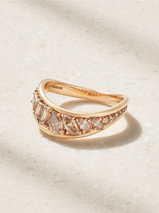 Stream Wave 18-karat Rose Gold Diamond Ring
