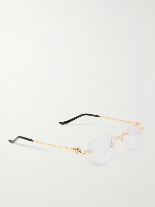 Panthère Classic Rimless Oval-frame Gold-tone Optical Glasses