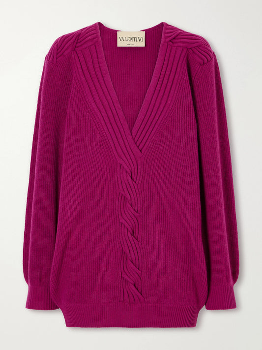Valentino Garavani Knotted Ribbed Wool Sweater