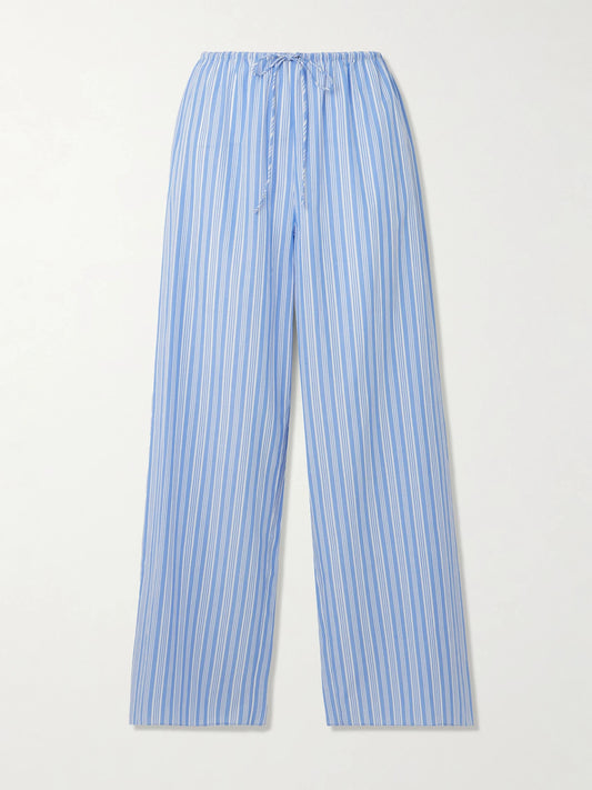 Lavona Striped Organic Cotton Straight-leg Pants