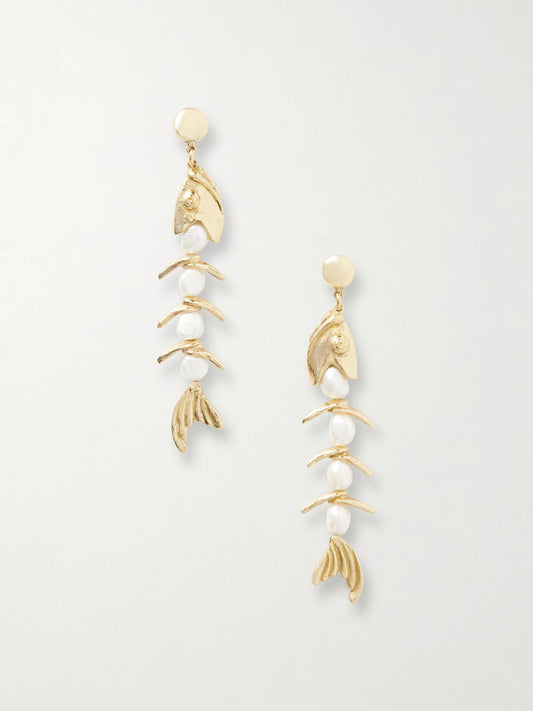 ALÉMAIS Calypso Gold-tone And Pearl Drop Earrings