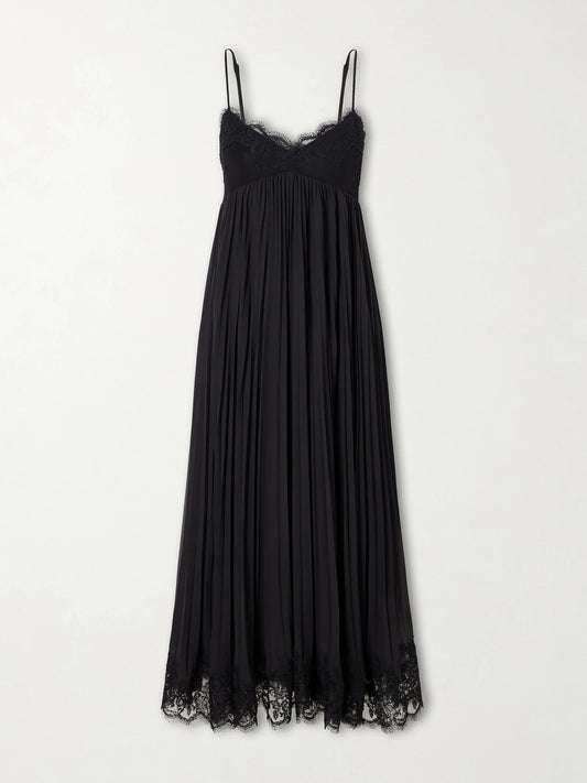 Zimmermann Pleated Lace-trimmed Chiffon Midi Dress