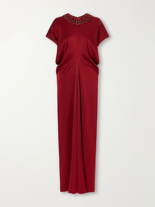 Jenny Packham Novak Crystal-embellished Draped Satin Gown