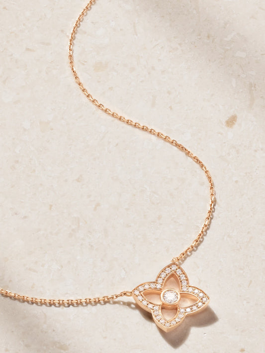 London Lotus By De Beers 18-karat Rose Gold Diamond Necklace