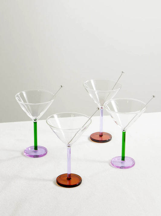 Piano Set Of Two Cocktail Glasses And Stainless Steel Skewers