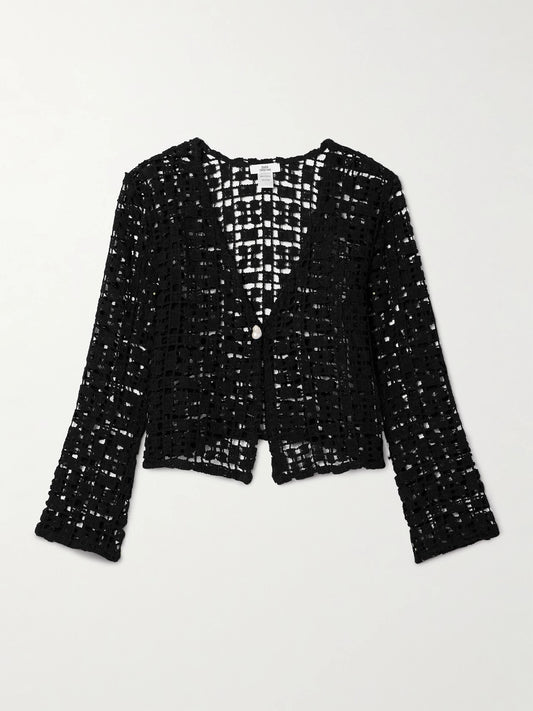 Nerea Embellished Crocheted Cotton Top