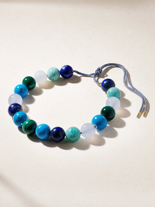 East Village Downtown 18-karat Gold, Multi-stone And Lurex Necklace