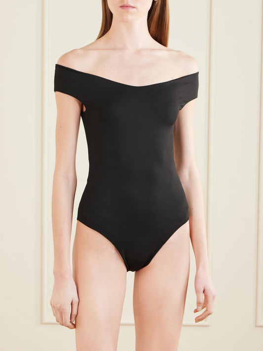 Mini Romy Black Fringed Off-shoulder Swimsuit