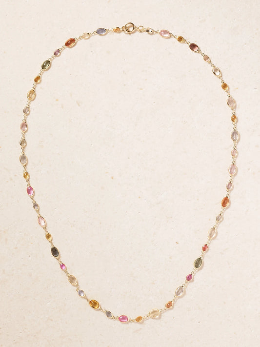 JIA JIA Chakra 18-karat Gold And Sapphire Beaded Necklace