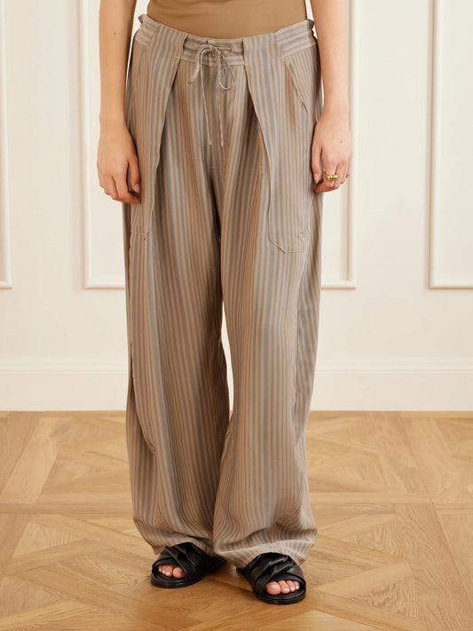 KALLMEYER Clemence Striped Twill Wide-leg Pants