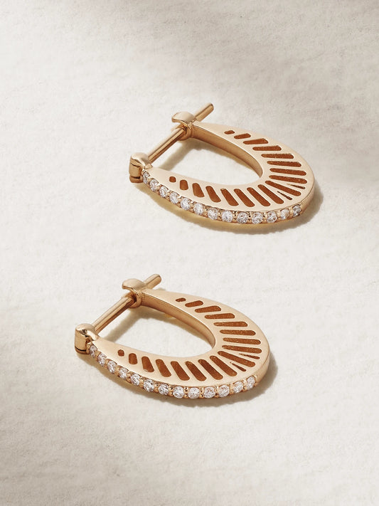 Flat Ray Small 18-karat Gold Diamond Hoop Earrings