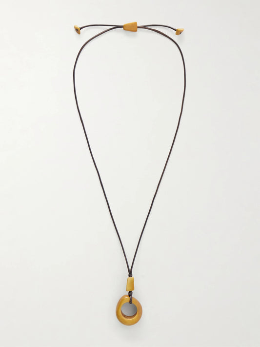 Hunting Season The Circle Pendant Beaded Tagua And Leather Necklace