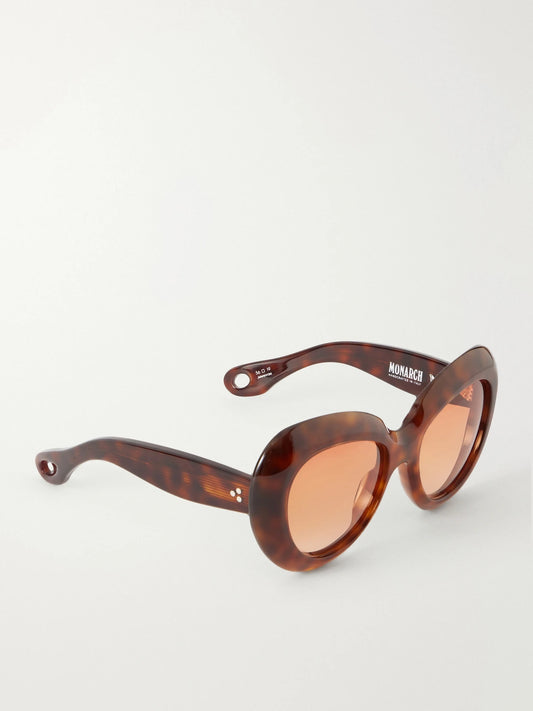 Monarch Round-frame Tortoiseshell Acetate Sunglasses