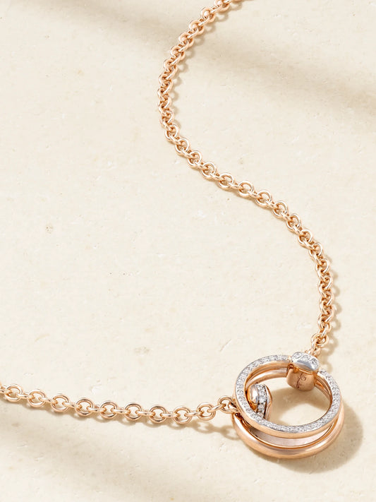 Together 18-karat Rose Gold, Rhodium-plated And Diamond Necklace