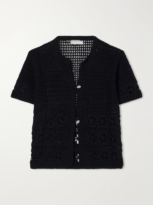Terry Puesto Poolside Crochet-knit Organic-cotton Blouse