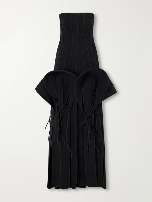 Maticevski Kingdom Strapless Ruffled Paneled Crepe Gown