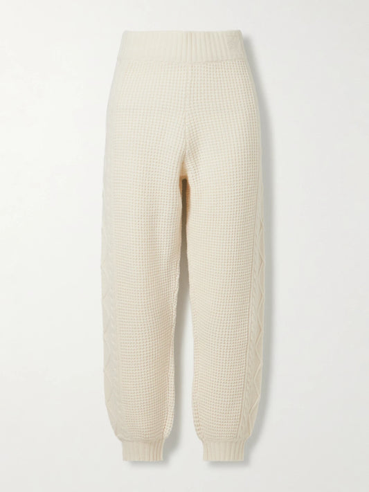 Crystal Cable-knit Wool Tapered Pants