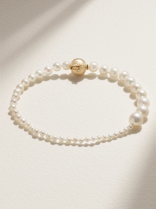 Petite Peggy 14-karat Gold Pearl Bracelet