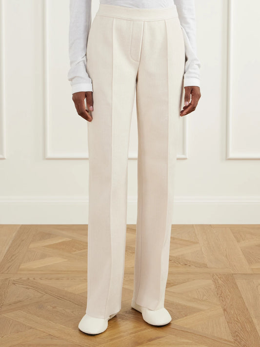 HIGH SPORT Evie Pintucked Cotton-blend Corduroy Wide-leg Pants
