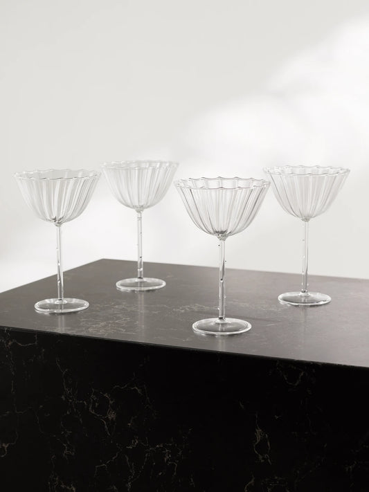 Cosmo Set Of Four Fluted Glass Champagne Coupes
