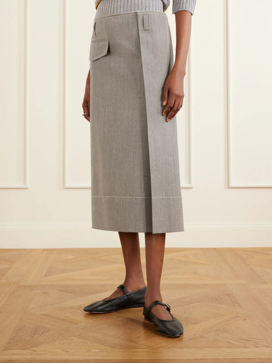 Pleated Virgin-wool Midi Skirt