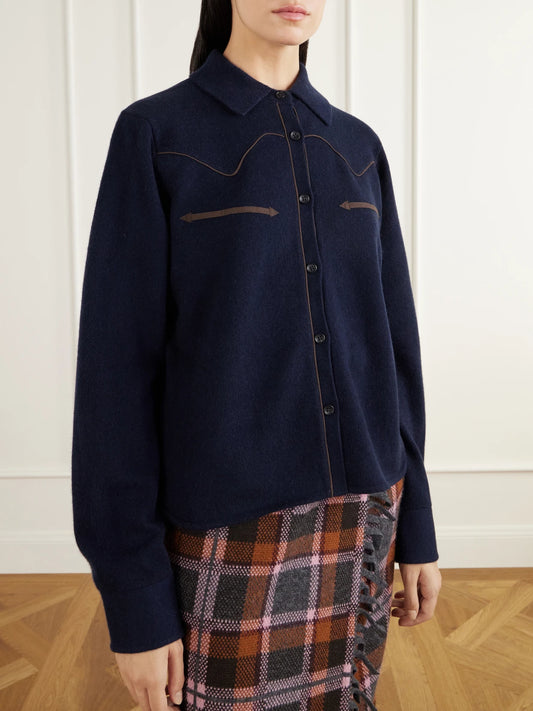Guest In Residence Western Cropped Cashmere Cardigan