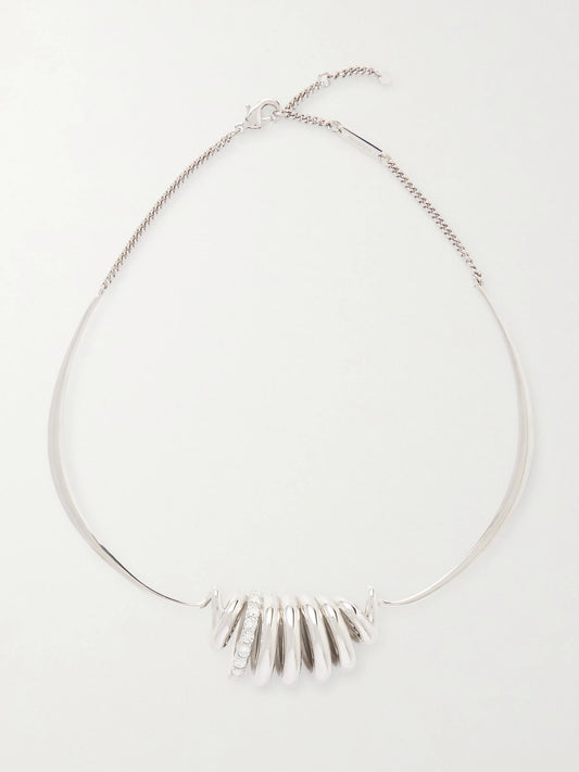 Silver-tone And Crystal Choker