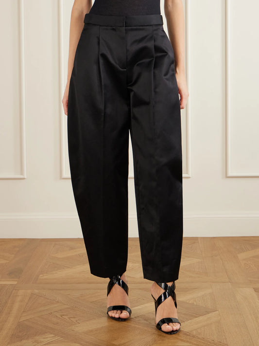 Pleated Cotton-blend Tapered Pants