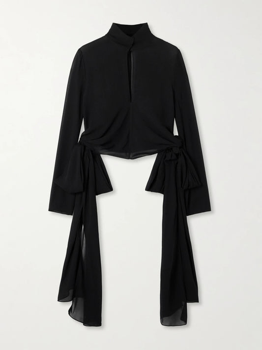 Knotted Crepe De Chine Blouse