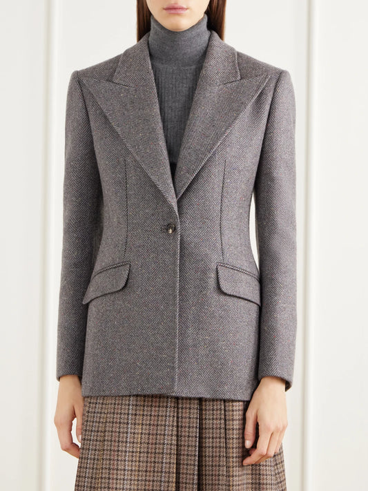 Gabriela Hearst Leiva Houndstooth Wool And Silk-blend Twill Blazer