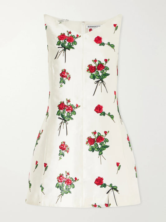 BERNADETTE Elliot Embroidered Embellished Taffeta Mini Dress