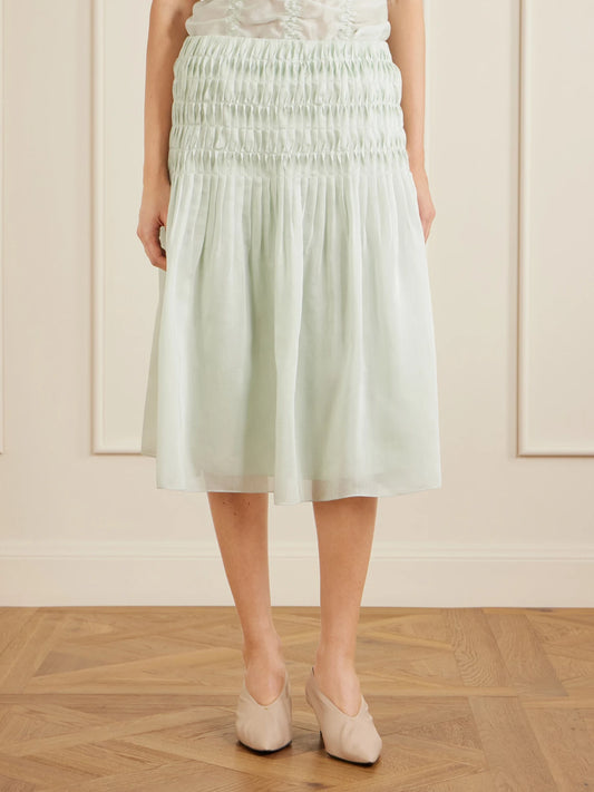 Florence Ruched Lyocell And Silk-blend Skirt