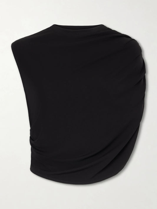 Celene Cropped Ruched Crepe Top