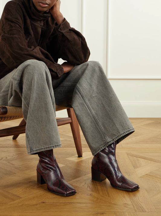 Aeyde Amina Sneak-effect Leather Ankle Boots