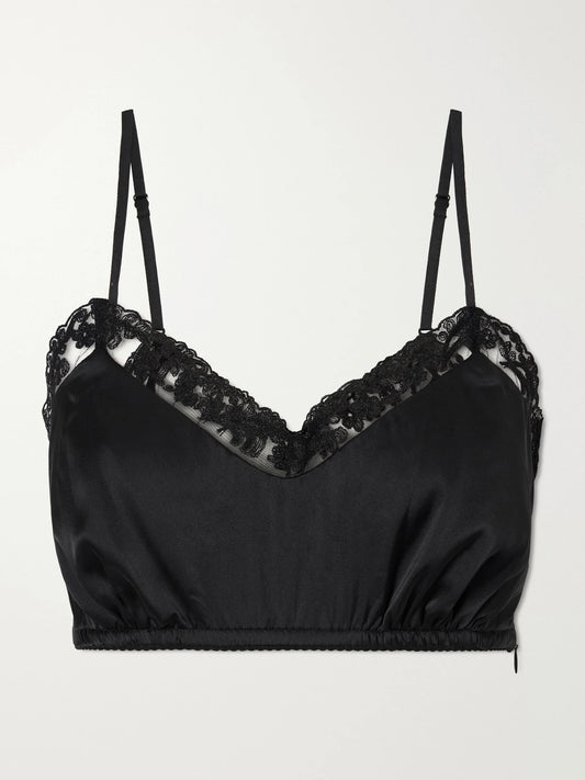 Lace-trimmed Satin Bralette