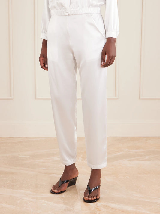 THE PARK Rebecca Silk-satin Straight-leg Pants