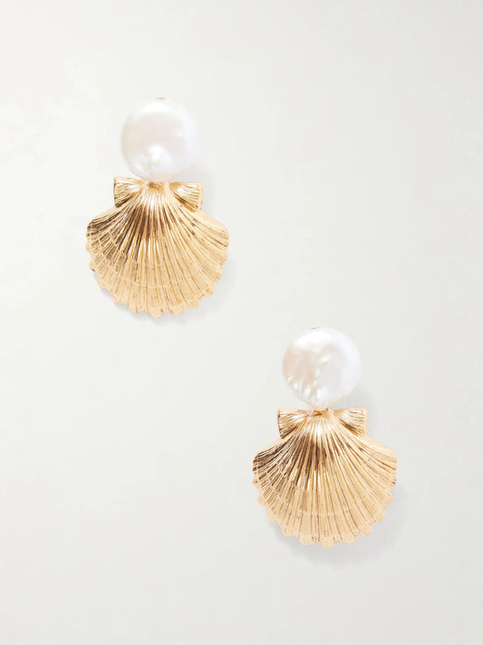 Laguna Gold-tone Pearl-effect Embellished Earrings