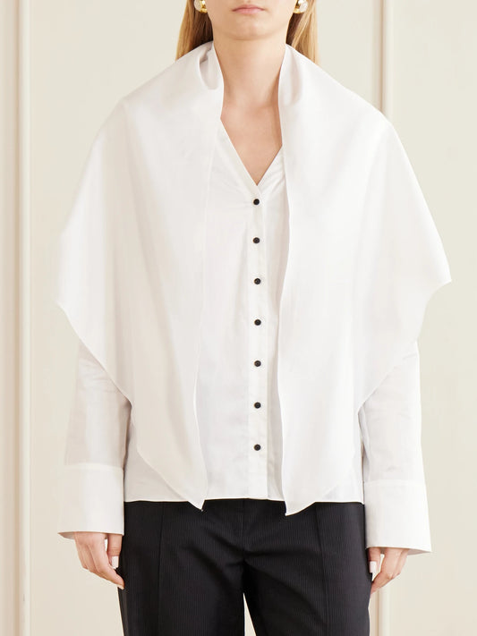 Nia Scarf-detailed Cotton-poplin Shirt